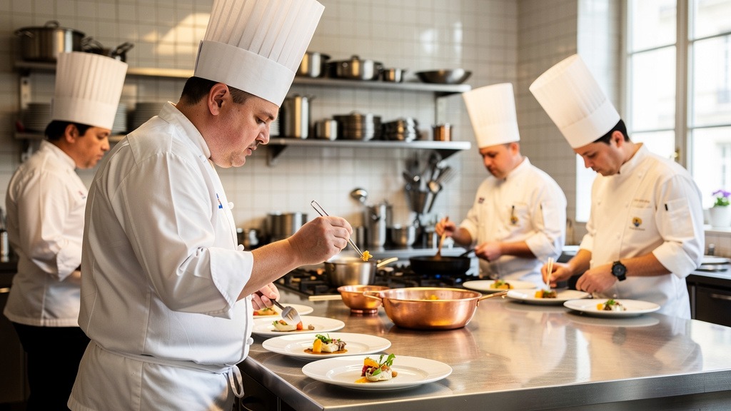 Les chefs étoilés du Royal Monceau en cuisine