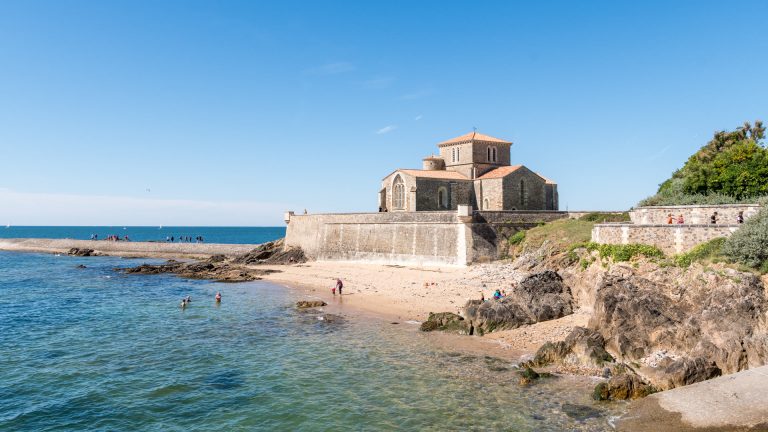 Prieure Saint-Nicolas et plage a La Chaume, Les Sables-d Olonne, Vendee