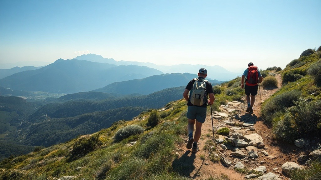 Randonneurs sur le sentier GR20 en montagne corse