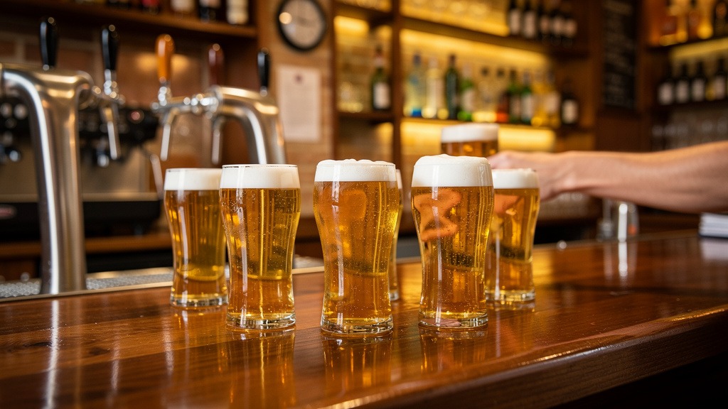 Verres de bière pression servis dans un bar espagnol