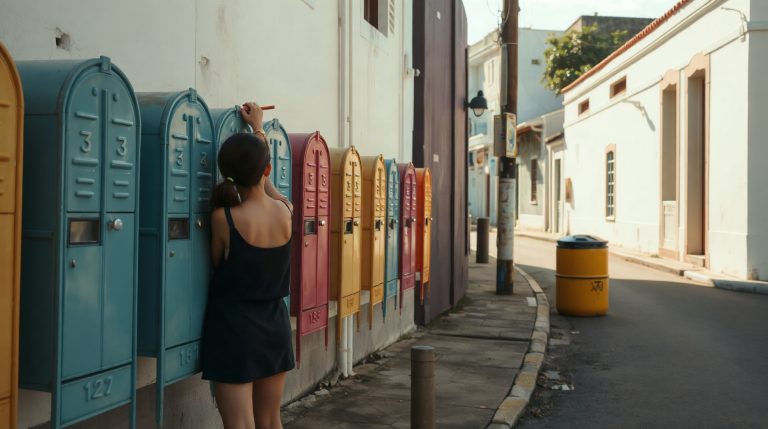 Boîtes aux lettres numérotées dans une rue de Port Louis île Maurice