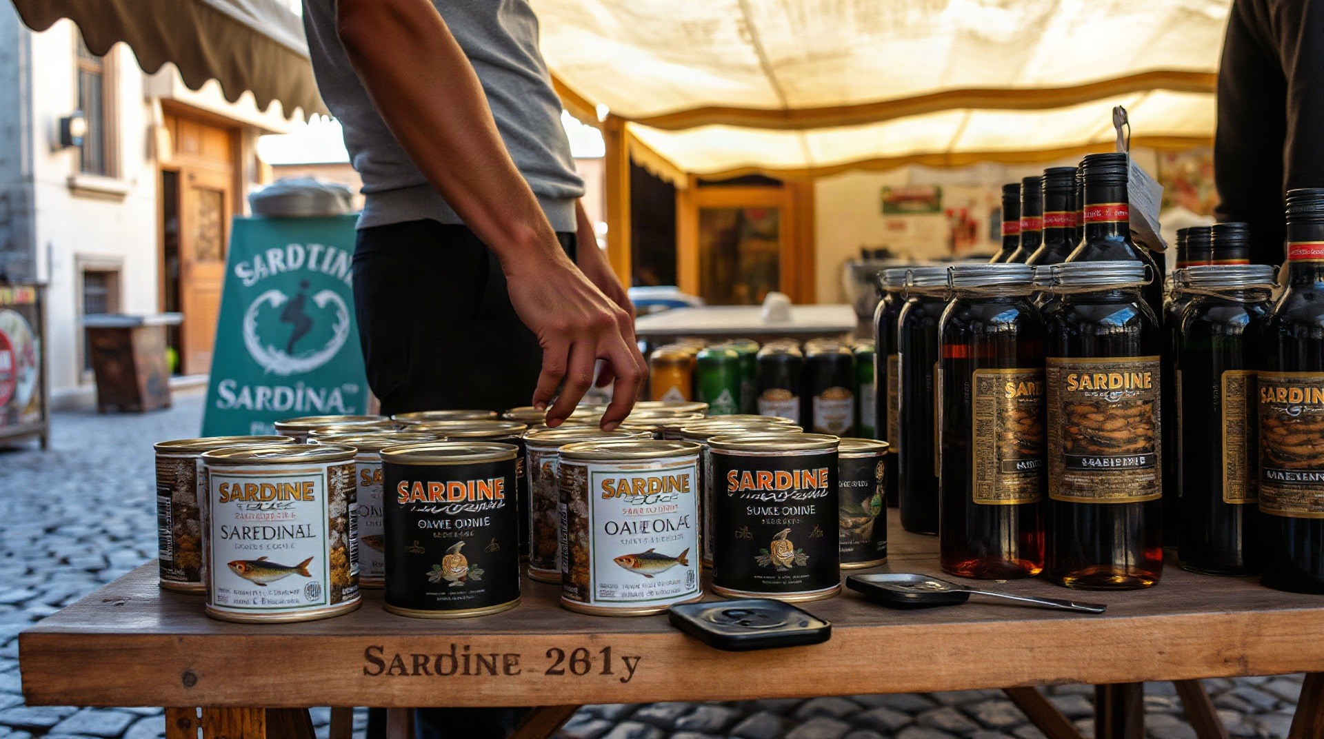 Stand de produits locaux sur un marché alimentaire portugais