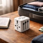 Adaptateur de prise électrique pour l'Italie posé sur une table