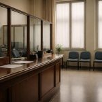 Agent consulaire remettant des documents à une famille en deuil dans un bureau officiel