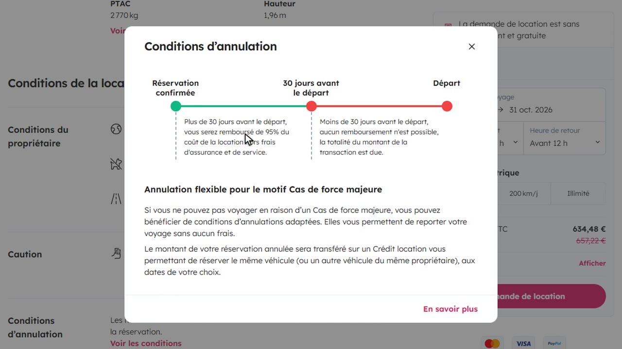 avis yescapa : Caution, annulation et avis
