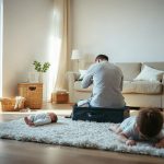 Parents préparant les bagages avec un bébé