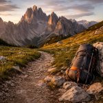 Randonneur sur les sentiers des Dolomites en Italie