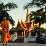 Temples bouddhistes de Chiang Mai au coucher du soleil