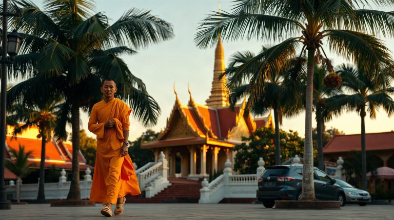 Temples bouddhistes de Chiang Mai au coucher du soleil