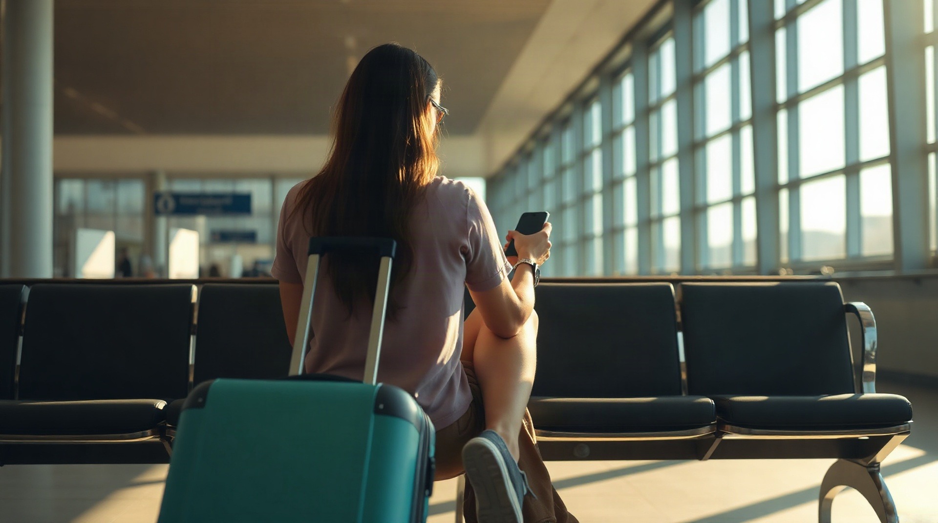 Voyageuse qui compare des billets d'avion